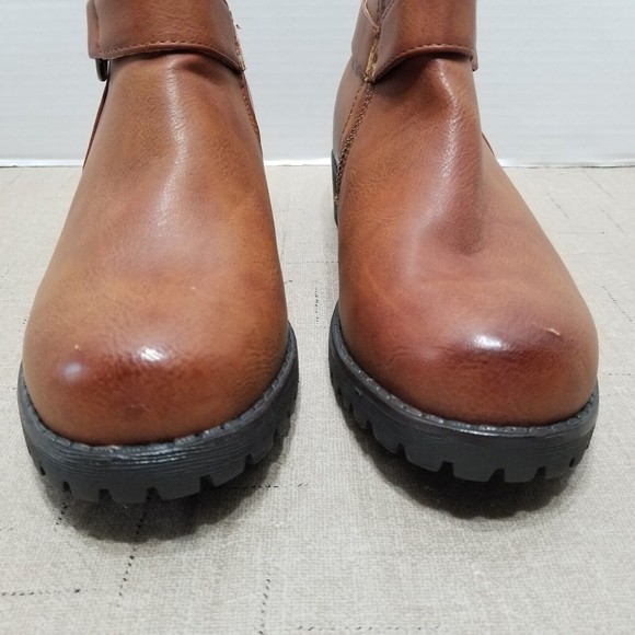 Seven7 Women Ankle Boots Brown Size 8.5 Bootie Side Zip Buckle - Picture 4 of 14